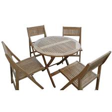 Offered in two table top options; Windsor 5 Pieces Folding Round Bistro Set By Anderson Teak
