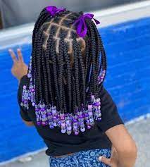 Hiii friends 😀😀😀i finally made it a point to use my beader and create a cute braided hairstyle with beads. Girl Box Braids With Beads Little Girl Braids Kids Hairstyles Little Girl Braid Styles