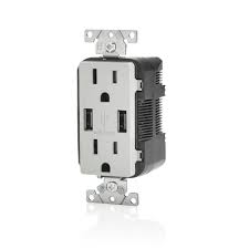 Leviton Decora 15 Amp Tamper Resistant Duplex Outlet And 3 6 Amp Usb Outlet Gray 004 T5632 0gy Usb Electronic Devices