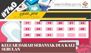 Tetapi jika ia sering atau hampir setiap kitaran seperti itu, ia perlu dikaji lebih lanjut. Pejabat Mufti Wilayah Persekutuan Al Kafi 740 Keluar Darah Sebanyak Dua Kali Sebulan
