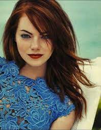 Emma Stone Is Gorgeous In This Love Her Red Hair And Blue Dress Emma Stone Hair Beauty Hair Styles