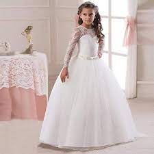 0 9 Years Newest Lace Girl Princess Bridesmaid Pageant Tutu Tulle Gown Party Wedding Dress A Flower Girl Dress Lace Lace Party Dresses White Lace Party Dress