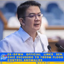Former DPWH Undersecretary Roberto Bernardo, who recently resigned amid the  corruption controversy, has implicated Senator Chiz Escudero in anomalous  flood control projects. Bernardo claimed he personally delivered ₱160  million—20% of the ₱800