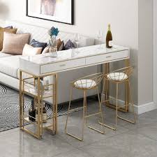 White Black Bar Table Gold Kitchen Pub Table Counter Height Table With Bar Cart In 2020 Bar Height Dining Table Space Saving Dining Table Dining Table Gold