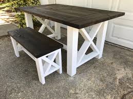 X Style Farm Table And Bench Etsy Farmhouse Kitchen Tables Diy Kitchen Table Farmhouse Dining Table