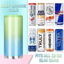 It is double wall triple insulated to maintain the chill temperature of your beverage. Buy Skinny Can Cooler For Slim Beer Hard Seltzer Beverages And Soda 12oz Slim Cans Stainless Steel Double Wall Vacuum Insulated Drink Holder Blue Green Gradient Online In Canada B08lmfq74m
