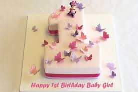 Order the best cake online for your kid's first birthday. 1st Number Birthday Cake For Baby Girl With Name And Wishes