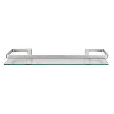 Each shelf comes with two chrome brackets that mount easily to the wall. Floating Wall Mount Tempered Glass Bathroom Shelf With Brushed Chrome Rail Walmart Com Walmart Com