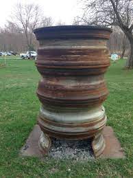 Heavy Duty Burning Barrel Made From Trailer Rims Welded Together Never Have To Worry About Throwing Out Old Rusted Out 55 G Burn Barrel Outdoor Decor Backyard
