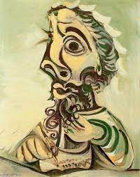 The inscription, hommage à pablo picasso, at the bottom right of the painting demonstrates gris's respect for picasso as a leader of the artistic circles of paris and as an innovator of cubism. Portrat Von Einem Mann Schreiben Von Pablo Picasso 1881 1973 Spain Wahooart Com