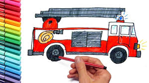 I don't know why dalmatian is. Drawing And Coloring Page Fire Truck And Tractor Color Emergency Farm Vehicles For Kids Youtube