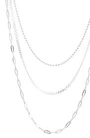 Argento Vivo Sterling Silver Three Row Layered Chain Necklace Nordstrom Layered Chains Sterling Silver Layered Necklace Layered Necklaces Silver