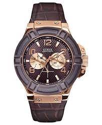 guess watch men s brown croco leather strap 46mm u0040g3 デザイン