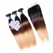 Unice Hair Kysiss Series Virgin Human Hair 3 Bundles T1b 4 27 Ombre Straight Hair With Lace Closure