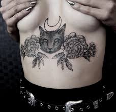 Moon Cat Sternum Tattoo Idea Sternum Tattoo Chest Piece Tattoos Chest Tattoos For Women