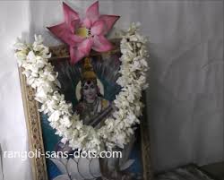 Saraswati means purity and truthfulness. Saraswati Puja At Home Pooja Decoration Kolam By Sudha Balaji