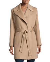 1950's menswear camel hair coat. Fleurette Cashmere Notched Collar Wrap Coat Camel