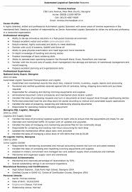 100 Transportation Logistics Specialist Resume Sample Public ...