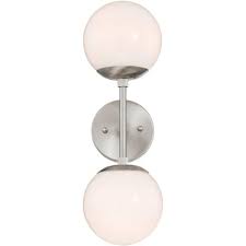 Wide selection of brushed nickel, bronze, chrome, and brass fixtures. Possini Euro Design Mid Century Modern Wall Light Sconce Brushed Nickel 17 3 4 High 2 Light Fixture Opal Glass Bathroom Hallway Target