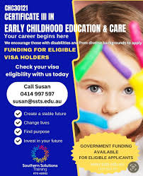 Are there any colleges or institutions in Australia where a permanent  resident can start a Certificate III in Early Childhood Education course  unpaid or with a work arrangement to cover fees?