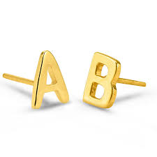 Block Initial Mismatch Stud Earrings In Sterling Silver With 14k Gold Plate 2 Lines Zales