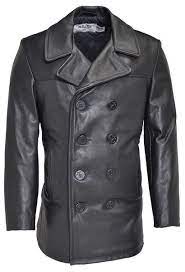 Leather Naval Peacoat 140 In 2021 Leather Jacket Men Peacoat Men Mens Coats