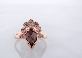 Sterling silver, excellent stone, 100% handcrafted. Cognac Rose Cut Rustic Rough Diamond Rose Gold Wedding Ring Set Coque Wexford Jewelers