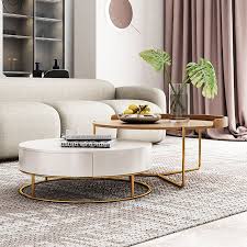 The main goal of any small living space is always to use every area as efficiently as possible. Round Tv Cabinet And Coffee Table Center Table Living Room Coffee Table Living Room Coffee Table