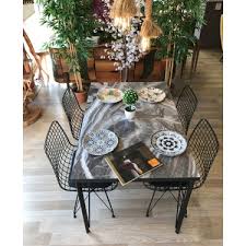 Te Home Tas Mermer Desenli 110 Cm Masa Takimi Dort Sandalye Fiyati