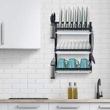 Sorbus Wall Mount Metal 3 Tier Dish Rack Reviews Wayfair Plate spring wall hanger holder hanging wire for various sizes art decoration. wall mount metal 3 tier dish rack