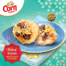 2 biji kuning telur 250 gm mentega 200 gm gula halus 100 gm tepung jagung 400 gm tepung gandum 50 gm badam (dikisar) sedikit badam (utk dibuat batang berwarna hijau) 100 gm buah asam gambir (haw 4) sapukan putih telur pada badam berwarna hijau dan letakkan di atas biskut. Nestle Breakfast Cereals Malaysia Biskut Kismis Corn Flakes Dengan Nestle Gold Corn Flakes Bahan Bahan 125g Mentega 137g Gula Halus 1 Biji Telur 188g Tepung Gandum 15g Tepung Jagung 20g Nestle Just