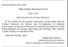Your employer doesn't have to give you paid leave on bank or public holidays. Kenyan Muslims On ØªÙˆÙŠØªØ± On Twitter Friday 14th Declared Public Holiday To Mark Eid Ul Fitr