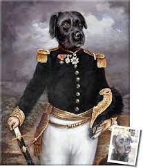 Dog Painting In Costume Dog In Uniform Dog Portraits Dog Portraits Painting Dog Paintings