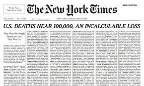 And international news, politics, business, technology, science, health, arts, sports and more. Incalculable Loss New York Times Covers Front Page With 1 000 Covid 19 Death Notices Coronavirus The Guardian