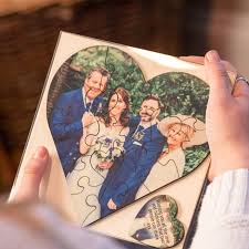 The wentworth wooden jigsaw company (also known as wentworth wooden puzzles) manufactures jigsaw puzzles with 'whimsical' shaped pieces reflecting the theme of the image portrayed on the puzzle. Personalised Wooden Heart Shaped Photo Puzzle Giveagift