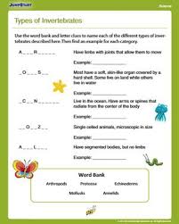Types Of Invertebrates Free Science Worksheet For 4th Grade Science Worksheets Free Science Worksheets 4th Grade Science