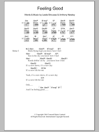 Feeling good (оригинал nina simone). Feeling Good Sheet Music Nina Simone Guitar Chords Lyrics
