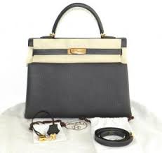 Hermes Authentic Hermes Kelly 35cm Retourne Graphite Togo Gold Hw Malleries Authentic Hermes Hermes Kelly Hermes