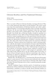 Christian Bioethics and Post-Traditional Christians