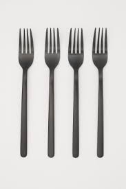Fourchettes Lot De 4 Noir Home All H M Fr Fourchette Porcelaine Noire Bambou Noir