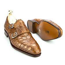 Unisex women men athletic shoes lazy no tie shoelaces elastic silicone fit strap. Double Monk Strap Shoes In Golden Camel Crocodile Carmina