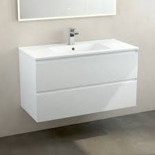 Meuble double vasque 100 cm. Meuble Plan Vasque Ceramique Mat 100 Cm Blanc Mat One