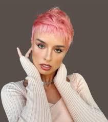 New short pink hair cut style and color