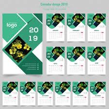 Green Wall Calendar 2019 Premium Vector Free Vector Freepik Freevector Freebusiness C Calendar Design Inspiration Calendar Design Calendar Design Template