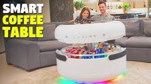 This dual tone storage coffee table is a breathe of fresh air with its dual tone finish in bright white and natural wood. Smart Coffee Table With Refrigerator Bluetooth Speakers Wireless Charging And Voice Control Youtube