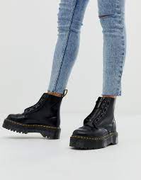 Platform height is 1.5', and heel height is 2 Dr Martens Leder Sinclair Stiefel Aus Schwarzem Leder Mit Reissverschluss Und Flacher Dicker Plateausohle In Schwarz Lyst
