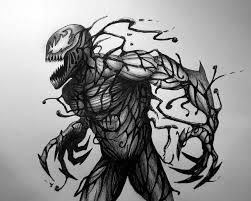 Carnage Symbiote Drawing With Pencil And Black Marker Carnage Symbiote Spiderman Drawing Marvel Characters Drawings
