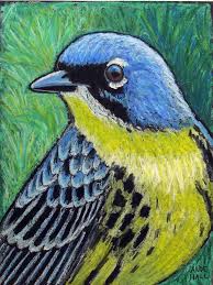 9x12 Original Bird Painting Oil Pastels Quot Kirtland 39 S Warbler Quot Warbler Not A Print Bird Art Songbird Oil Pastel Bird Art Birds Painting