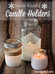 How To Make Easy Decorative Snow Candles Plus Diy Mason Jar Snow Kissed Candle Holders Funcraftswithmom Mom Spotted Candle Diy Mason Jar Mason Jar Candles Christmas Mason Jars