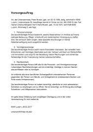 Wir haben ihnen eine reihe von musterbriefen zum thema kauf & reklamation zusammengestellt, die sie zur geltendmachung von ansprüchen gegenüber ihren händlern und/oder zur. Vorsorgeauftrag Muster Vorlage Schweiz Gratis Word Vorlage